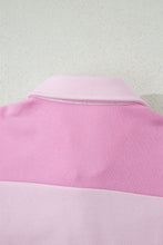 Load image into Gallery viewer, Pink Raw Seam Color Block Patchwork Button Polo Collar Mini Dress

