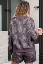 Load image into Gallery viewer, Brown Abstract Woodland Camo Print Baggy Pullover Drawstring Shorts Set
