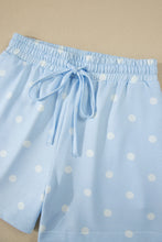 Load image into Gallery viewer, Yellow Exposed Seam Detail Polka Dot Loose Tee Drawstring Shorts Set
