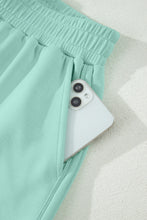 Load image into Gallery viewer, Yellow Cream Solid Color Exposed Seam Mock Neck Oversize Tee Casual Shorts 2pcs Outfit
