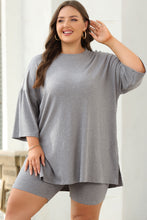 Load image into Gallery viewer, Light Grey Solid Color Loose Tunic Top Loungewear
