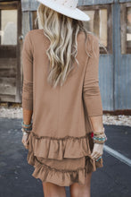 Load image into Gallery viewer, Goat Scoop Neck Tiered Ruffled Hem Long Sleeve Mini Dress
