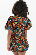 Load image into Gallery viewer, Multicolour Floral Puff Short Sleeve Shirt Mini Dress
