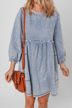 Load image into Gallery viewer, Beau Blue Light Wash High Waist Loose Fit Denim Mini Dress
