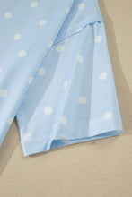 Load image into Gallery viewer, Yellow Exposed Seam Detail Polka Dot Loose Tee Drawstring Shorts Set
