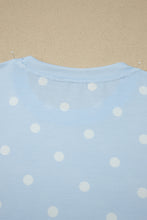 Load image into Gallery viewer, Yellow Exposed Seam Detail Polka Dot Loose Tee Drawstring Shorts Set
