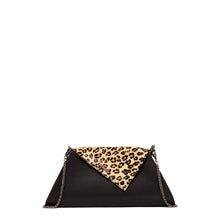 Load image into Gallery viewer, Black Leather Clutch Bag Leopard Unique Evening Purse Women's Handbag
