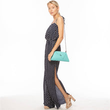 Load image into Gallery viewer, Leather Clutch Bag Turquoise Evening Purse Unique Women's Handbag
