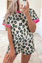 Load image into Gallery viewer, Brown Unique Leopard Print Contrast Trim Top Loose 2pcs Short Set
