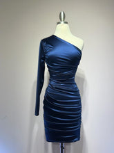 Load image into Gallery viewer, One Shoulder Satin Dress
