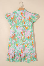 Load image into Gallery viewer, Pink Abstract Floral Ruffle Trim Flutter Sleeve Buttoned Dress
