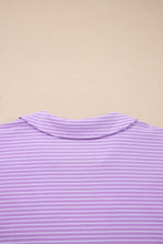 Load image into Gallery viewer, Sky Blue Stripe Dolman Sleeve Polo Shirt and Drawstring Shorts Set
