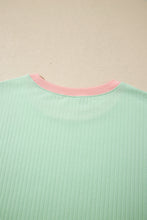 Load image into Gallery viewer, Clearly Aqua Soft Ribbed Color Block Trim Casual Short Set
