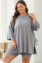 Load image into Gallery viewer, Light Grey Solid Color Loose Tunic Top Loungewear
