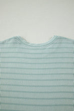 Load image into Gallery viewer, Green Stripe Raised Rib Loose Tee Drawstring Elastic Waist 2pcs Short Set
