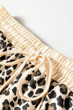 Load image into Gallery viewer, Brown Leopard Print Contrast Trim Long Sleeve Pullover Drawstring Shorts 2pcs Outfit
