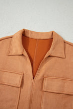 Load image into Gallery viewer, Thai Curry Collared V Neck Faux Suede Short Sleeve Shift Mini Dress
