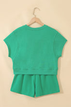 Load image into Gallery viewer, Mist Blue Solid Color Loose Tee Drawstring Shorts 2pcs Outfit
