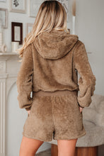 Load image into Gallery viewer, Parchment Zip Up Hoodie Drawstring Shorts Sherpa 2pcs Outfit
