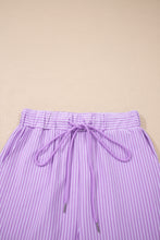 Load image into Gallery viewer, Sky Blue Stripe Dolman Sleeve Polo Shirt and Drawstring Shorts Set

