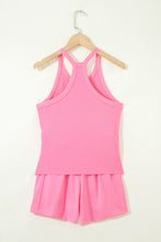 Load image into Gallery viewer, Sachet Pink Slim Tank Top Elastic High Waist Shorts 2pcs Outfit
