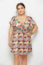 Load image into Gallery viewer, Printed Deep V-Neck Dress with Elastic Waist
