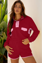 Load image into Gallery viewer, Yellow Color Block Patchwork Half Button Pullover and Shorts 2pcs Outfit
