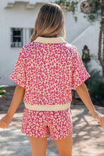 Load image into Gallery viewer, Rose V Neck Collar Leopard Printed 2pcs Short Set
