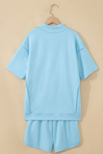 Load image into Gallery viewer, Yellow Cream Solid Color Exposed Seam Mock Neck Oversize Tee Casual Shorts 2pcs Outfit
