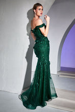 Load image into Gallery viewer, Fitted Off The Shoulder Embellished Gown
