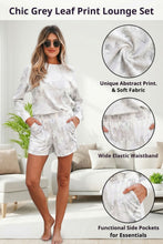 Load image into Gallery viewer, Beige Maple Camo Print Pullover Top and Elastic Waist Casual Short Set
