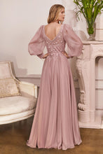 Load image into Gallery viewer, Long Sleeve Chiffon Evening Gown
