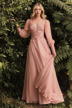Load image into Gallery viewer, Long Sleeve Chiffon Evening Gown
