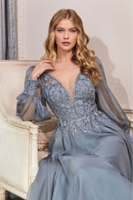 Load image into Gallery viewer, Long Sleeve Chiffon Evening Gown
