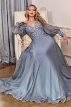 Load image into Gallery viewer, Long Sleeve Chiffon Evening Gown
