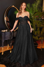 Load image into Gallery viewer, Lace A-Line Gown With Off The Shoulder Sleeves
