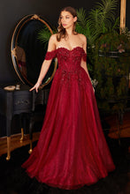 Load image into Gallery viewer, Lace A-Line Gown With Off The Shoulder Sleeves
