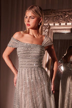 Load image into Gallery viewer, Asymmetrical Off The Shoulder A-Line Beaded Gown

