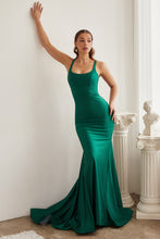 Load image into Gallery viewer, Stretch Mermaid Gown With Lace Up Back
