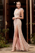 Load image into Gallery viewer, Feathered Iridescent Sequin Gown

