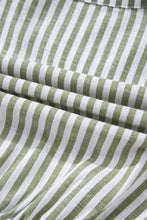 Load image into Gallery viewer, Green Stripe Tasseled Tie Neck Ruffled Short Sleeve Tiered Flattering Dress
