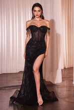 Load image into Gallery viewer, Fully Embellished Off The Shoulder Evening Gown
