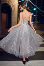 Load image into Gallery viewer, Strapless Tea Length Glitter Dress
