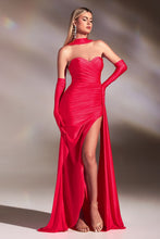 Load image into Gallery viewer, Strapless Stretch Satin Gown With Gloves
