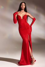 Load image into Gallery viewer, Strapless Glitter Stretch Gown With Gloves
