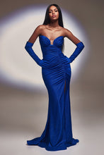 Load image into Gallery viewer, Strapless Glitter Stretch Gown With Gloves
