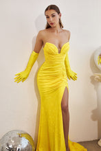 Load image into Gallery viewer, Strapless Glitter Stretch Gown With Gloves
