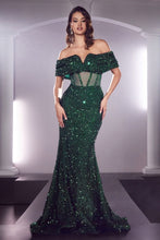 Load image into Gallery viewer, Off The Shoulder Sequin Gown
