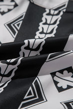 Load image into Gallery viewer, Black Geometric Print V Neck Ruffled Dress
