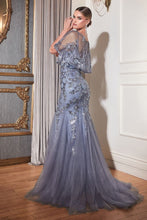 Load image into Gallery viewer, Beaded Mermaid Gown With Removable Cape
